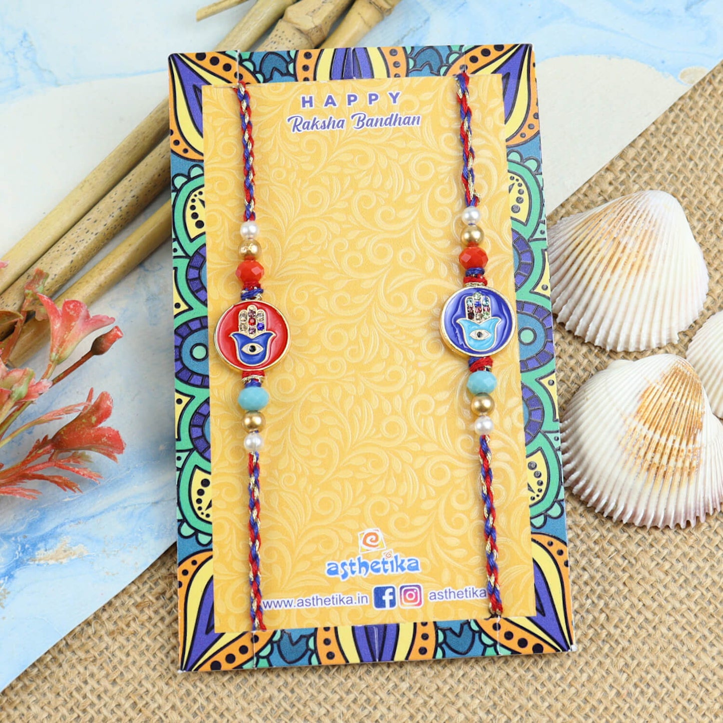 Hamsa Evil Eye Rakhis - Set of 2