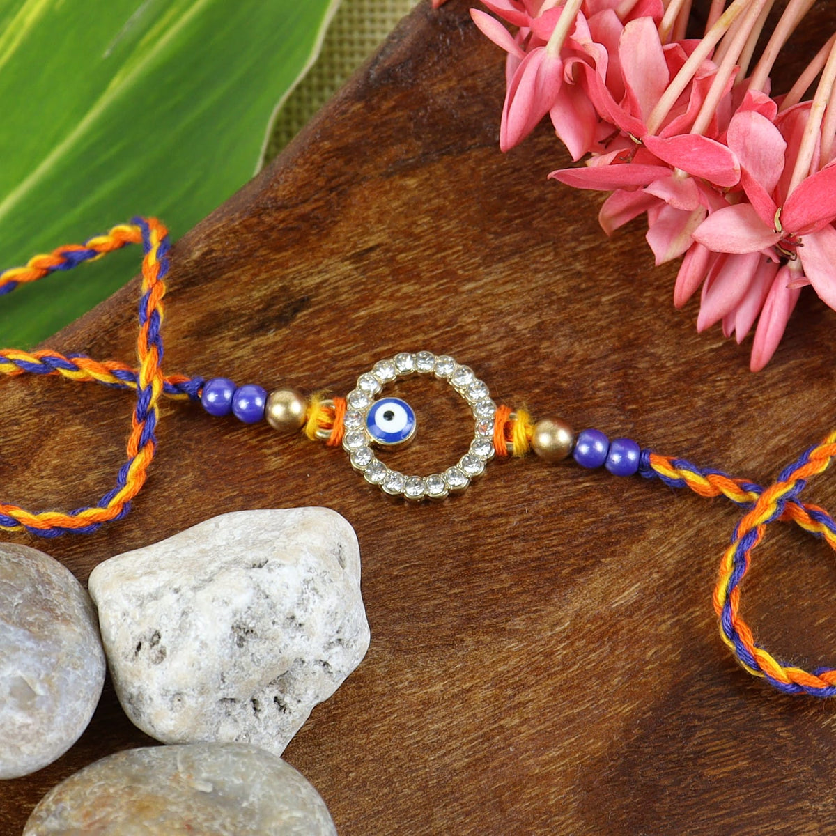 Evil Eye Diamond Ring Rakhi