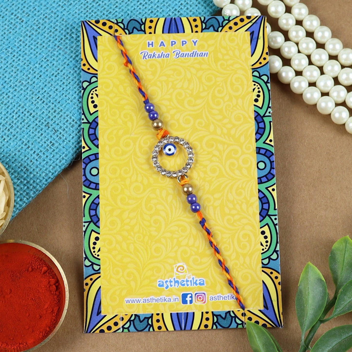 Evil Eye Diamond Ring Rakhi