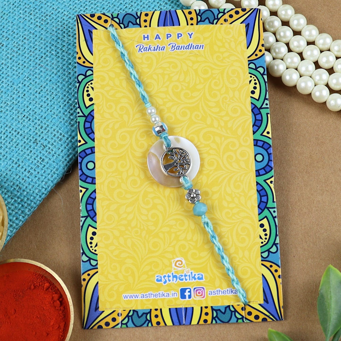 Tree of Life Shell Ring Rakhi