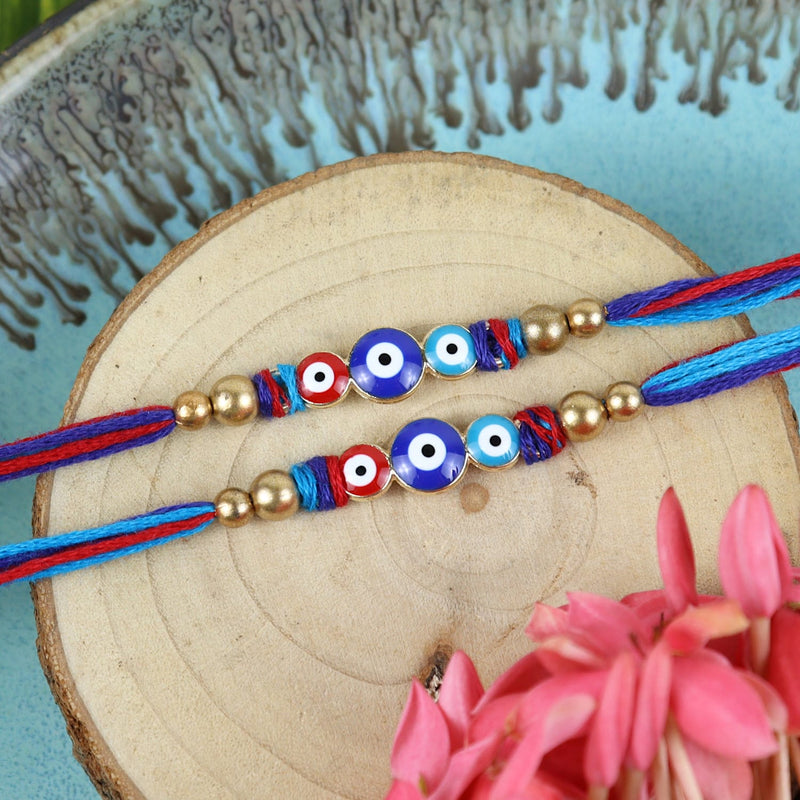 Evil Eye Multi Beads Set of 2 Rakhis