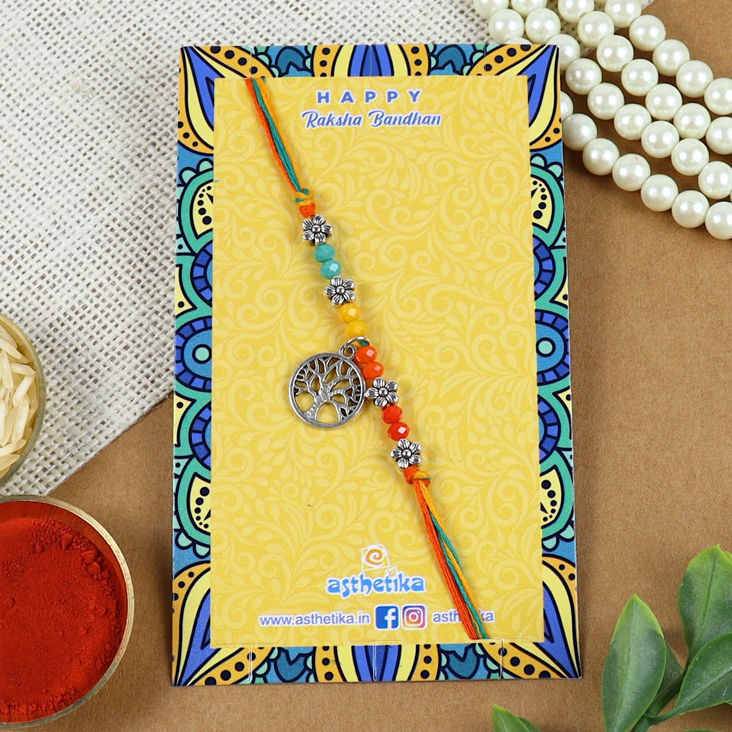 Tree of Life Floral Beads Rakhi