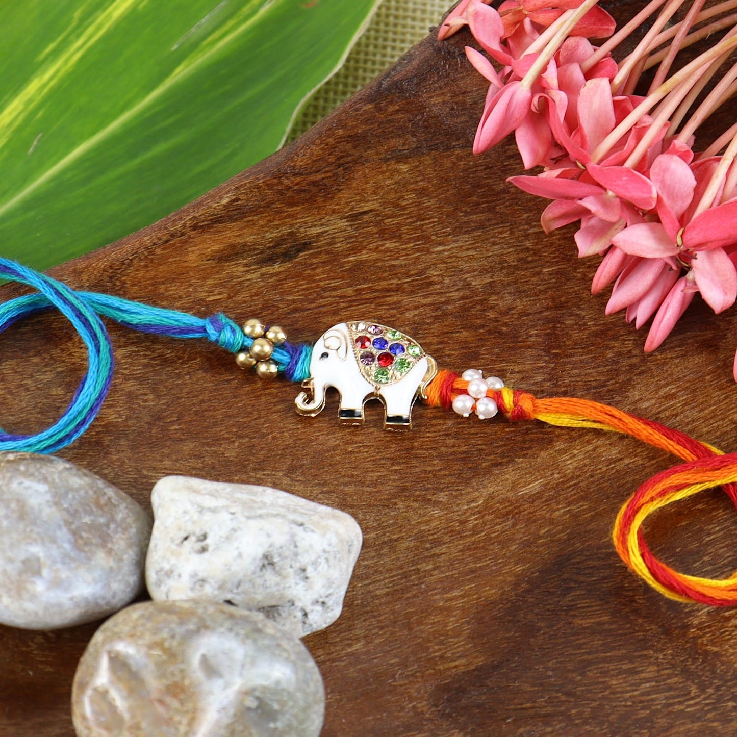 Diamond Stone Elephant Rakhi