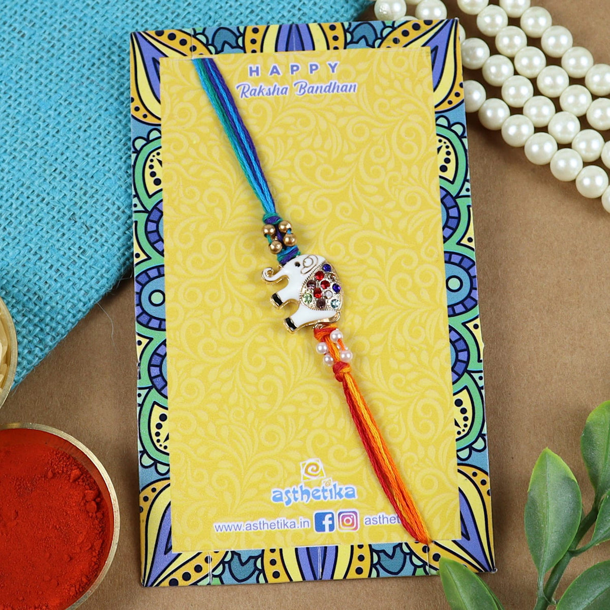 Diamond Stone Elephant Rakhi