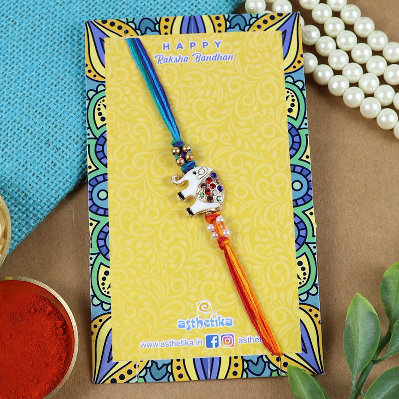 Diamond Stone Elephant Rakhi