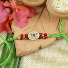 Load image into Gallery viewer, Meena Kundan Stone Rakhi
