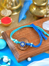 Evil Eye Charm on Coconut Wood Rakhi