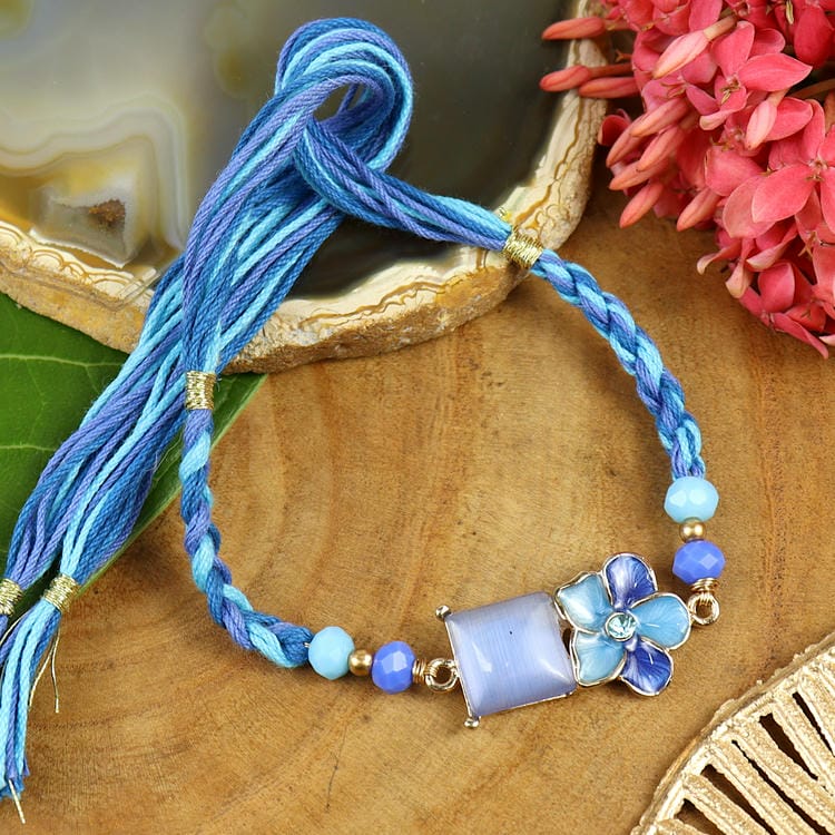 Monalisa Stone Enamel Flower Rakhi