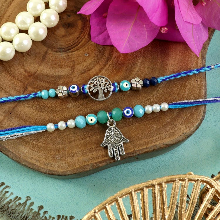 Tree of Life Hamsa Evil Eye Rakhis [Set of 2]