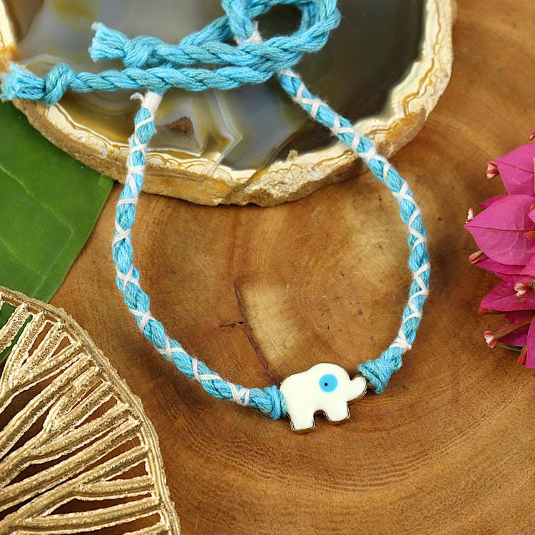 Elephant Evil Eye Weaved Thread Rakhi