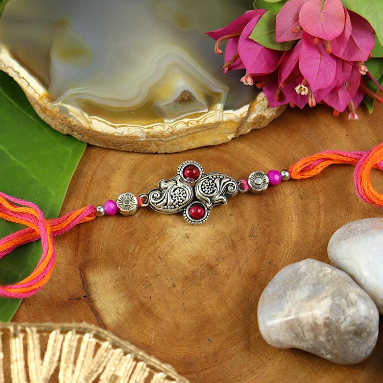 Oxidized Stone Rakhi