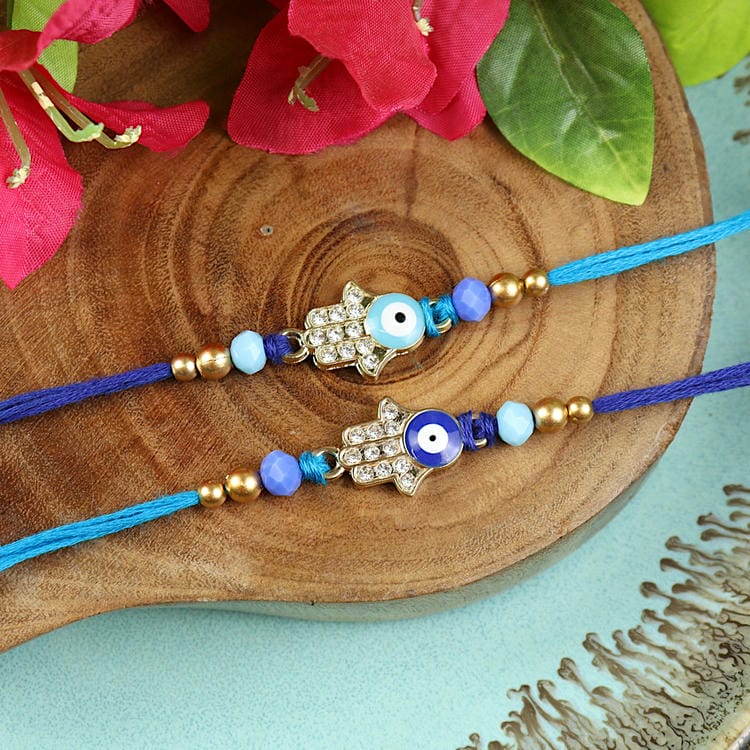 Set of 2 Evil Eye Hamsa Rakhis – Designer Rakhi by Asthetika for Raksha Bandhan