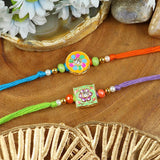 Set of 2 Meena Stone Rakhis – Designer Rakhi by Asthetika for Raksha Bandhan