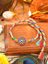Evil Eye Floral Stone Rakhi with Evil Eye charm and floral stone detailing