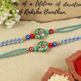 Meena Evil Eye Fancy Thread Rakhi, laid flat