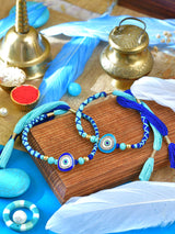 Evil Eye diamond stone Rakhis set of 2 with Evil Eye diamond stone detailing