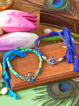 Peacock stone Rakhis set of 2 with peacock stone motif detailing