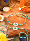 Peacock feather stone Rakhis set of 2 with peacock feather stone detailing