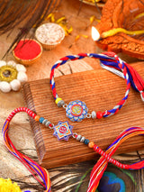 Om charm Rakhis set of 2 with Om charms on thread cords