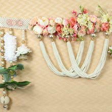 Load image into Gallery viewer, Floral Moti Hangings Toran for Doorway  White
