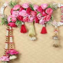 Load image into Gallery viewer, Floral Moti Rings Toran for Doorway  Pink
