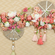 Load image into Gallery viewer, Floral Jute Rings Toran for Doorway  Peach &amp; Pink

