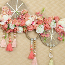 Load image into Gallery viewer, Floral Jute Rings Toran for Doorway  Peach &amp; Pink

