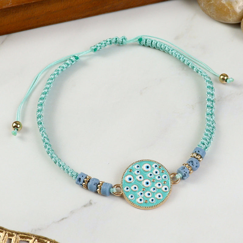 Evil Eye charm beaded smart bracelet, laid flat