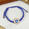Evil Eye beaded woven smart bracelet, laid flat