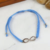 Infinity charm beaded smart bracelet, laid flat
