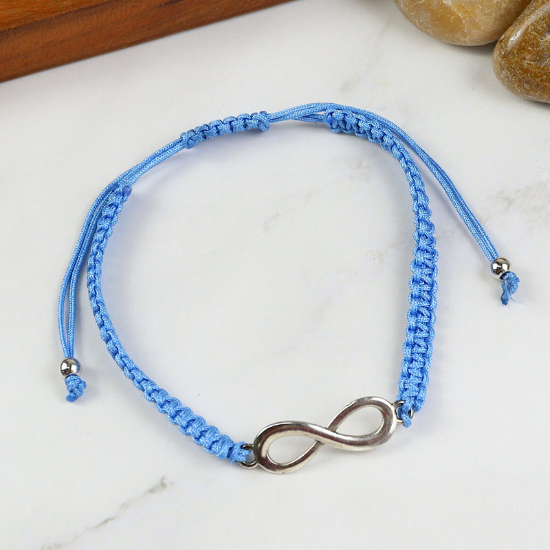 Infinity charm beaded smart bracelet, laid flat