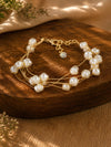 Gold plated pearl multistrand bracelet, strands laid flat