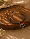 Diamond elephant pendant bracelet on a chain, laid flat
