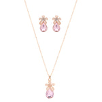 Close-up of the enamel floral charm and crystal setting on the pendant