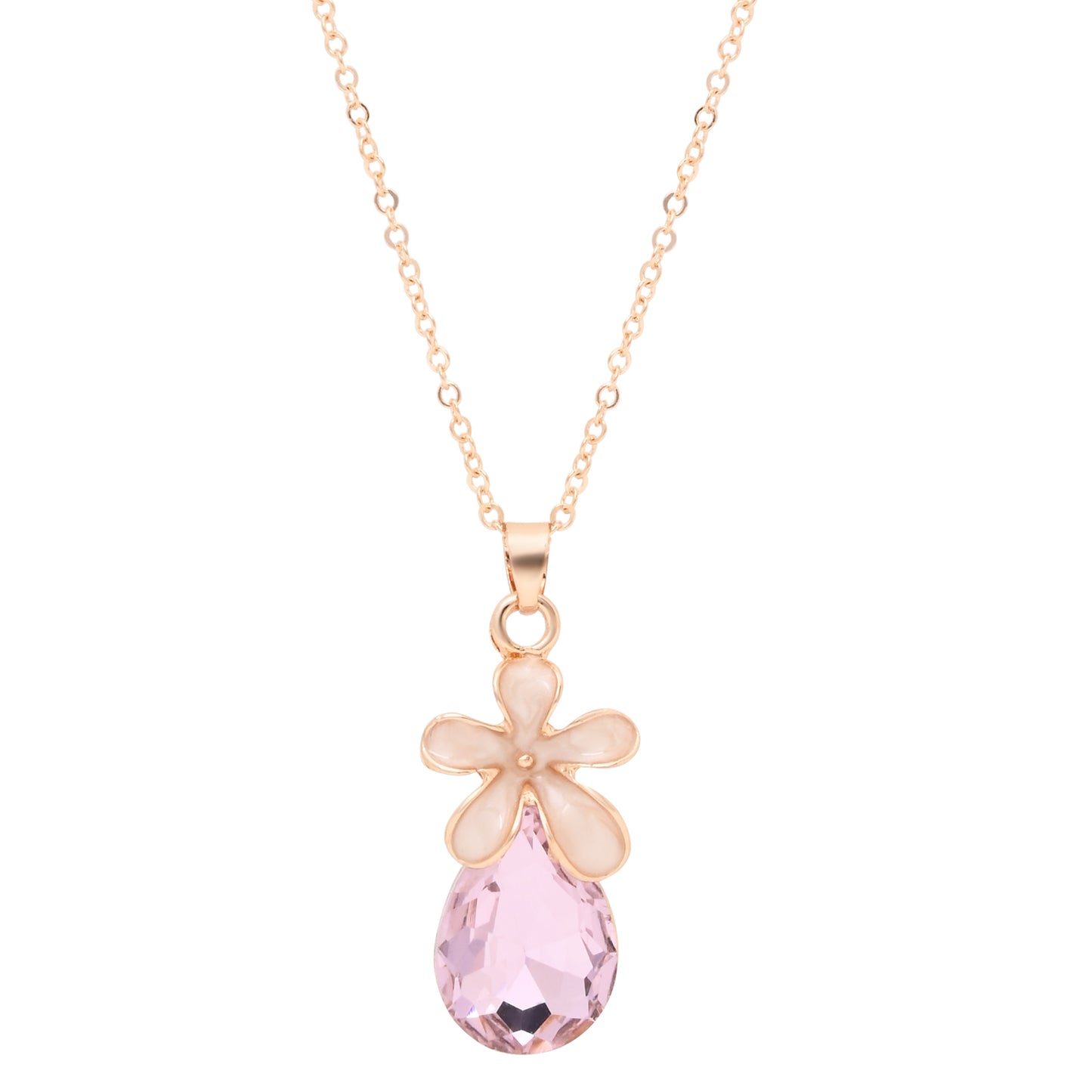 Pastel Pink Teardrop Floral Jewellery Set