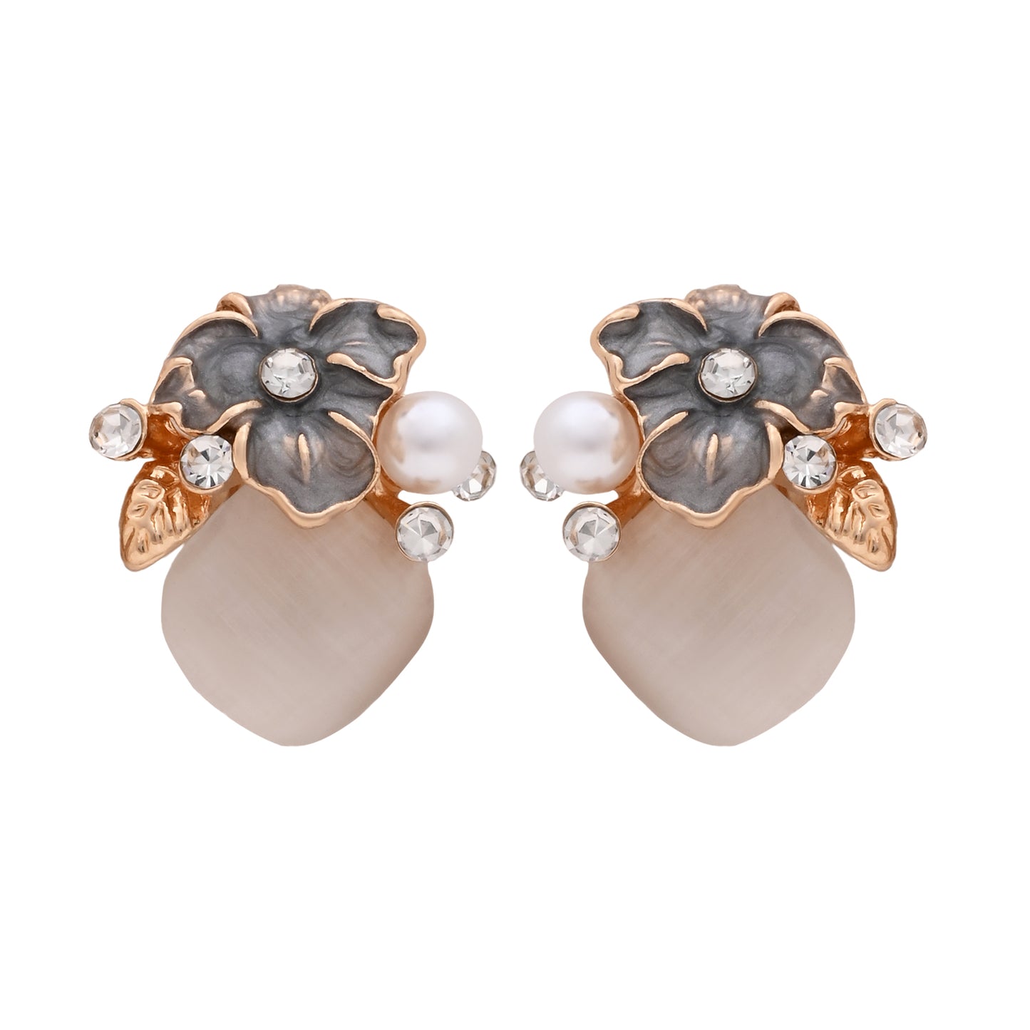 Smoky Pearl Teardrop Floral Jewellery Set