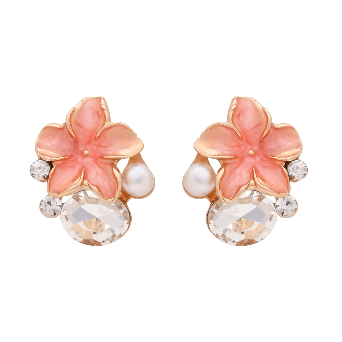 Peach Teardrop Floral Jewellery Set