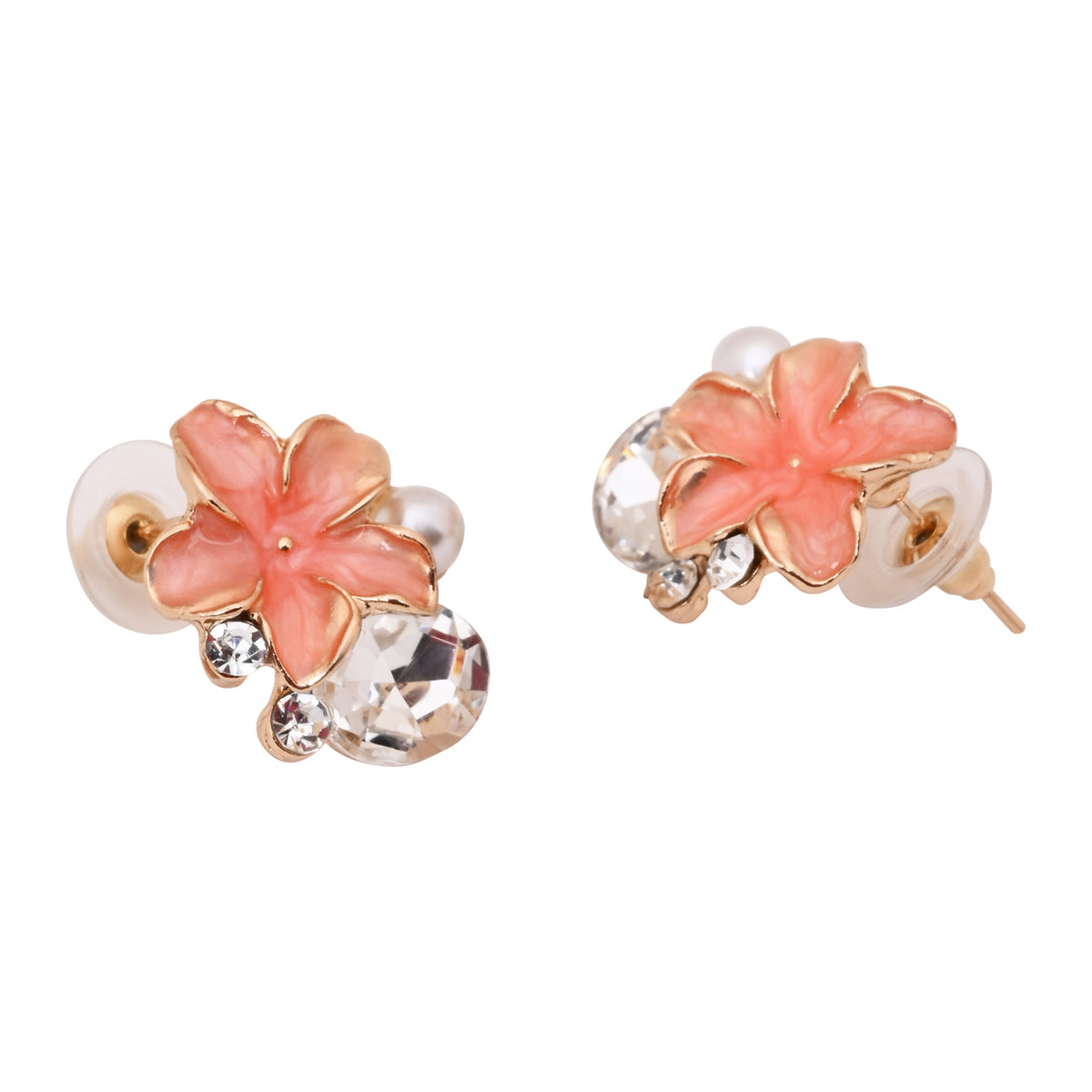 Peach Teardrop Floral Jewellery Set