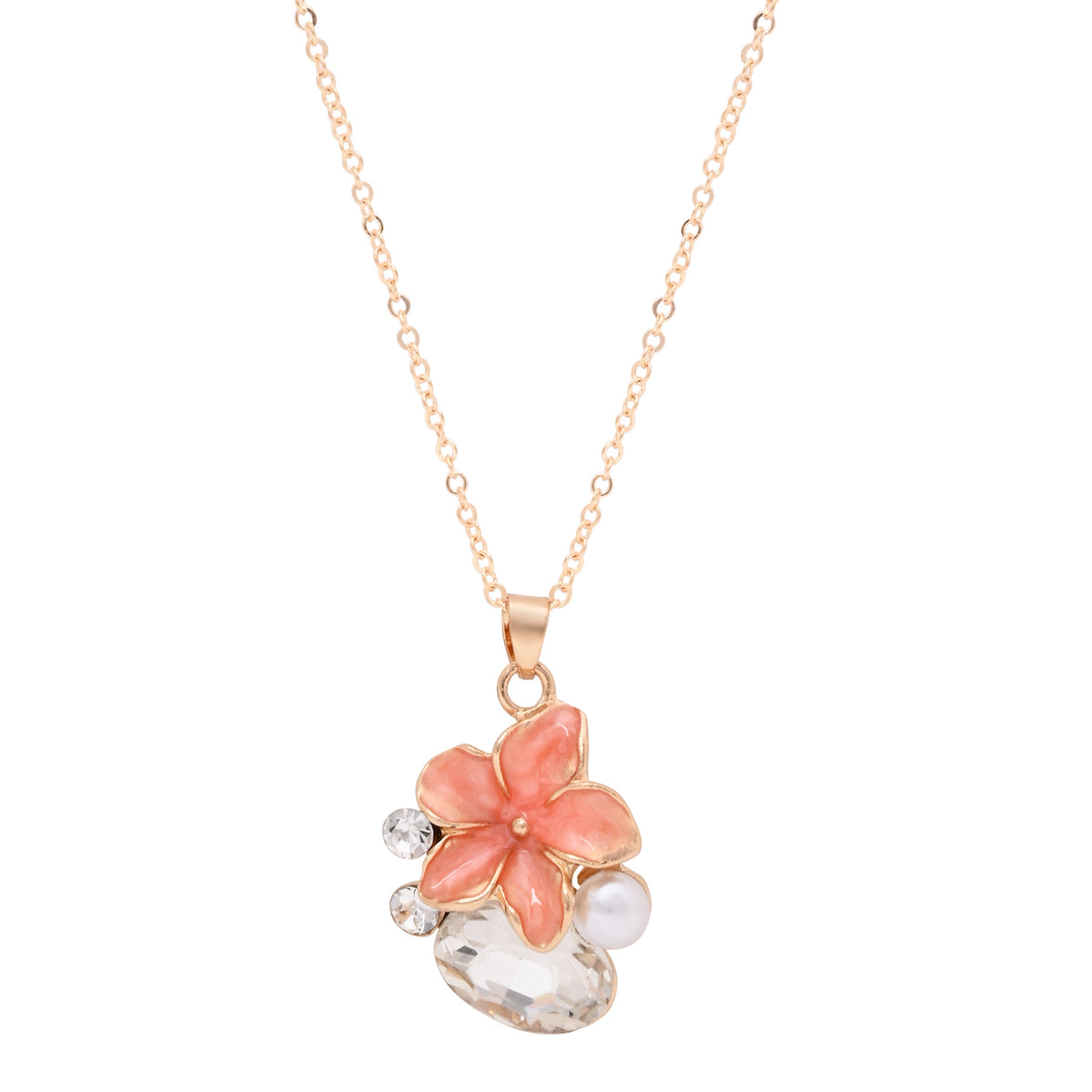 Peach Teardrop Floral Jewellery Set