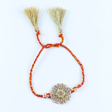Load image into Gallery viewer, Zardosi Embroidered Butti Classic Rakhi with Fancy Tassels
