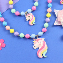 Load image into Gallery viewer, Unicorn Beaded Necklace Bracelet Finger Ring Hair Clip Jewellery Set
