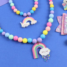 Load image into Gallery viewer, Rainbow Charm Beaded Necklace Bracelet Finger Ring Hair Clip Jewellery Set
