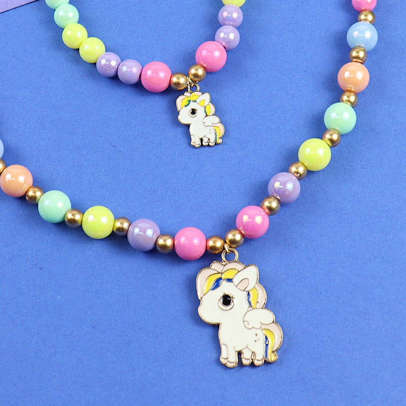 Unicorn Charm Necklace Bracelet Set