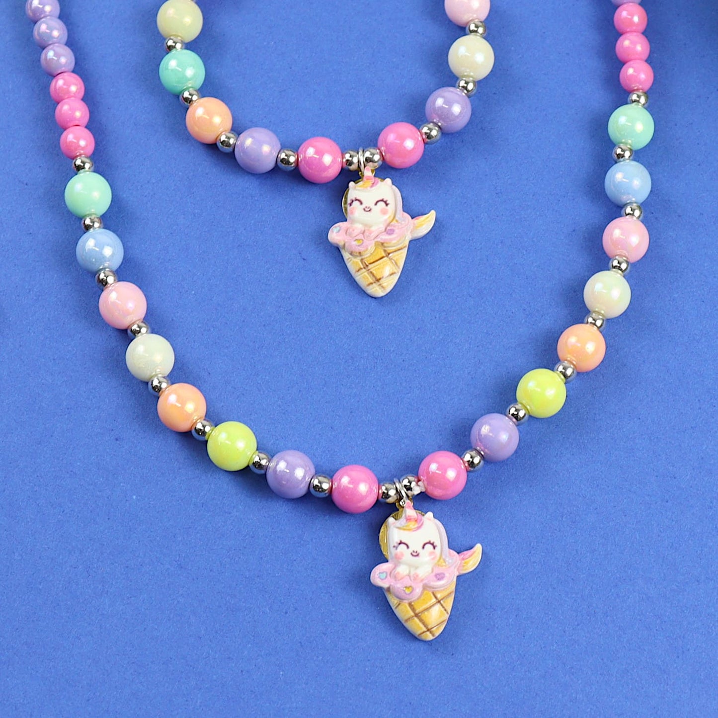Unicorn Ice-Cream Charm Necklace Bracelet Set