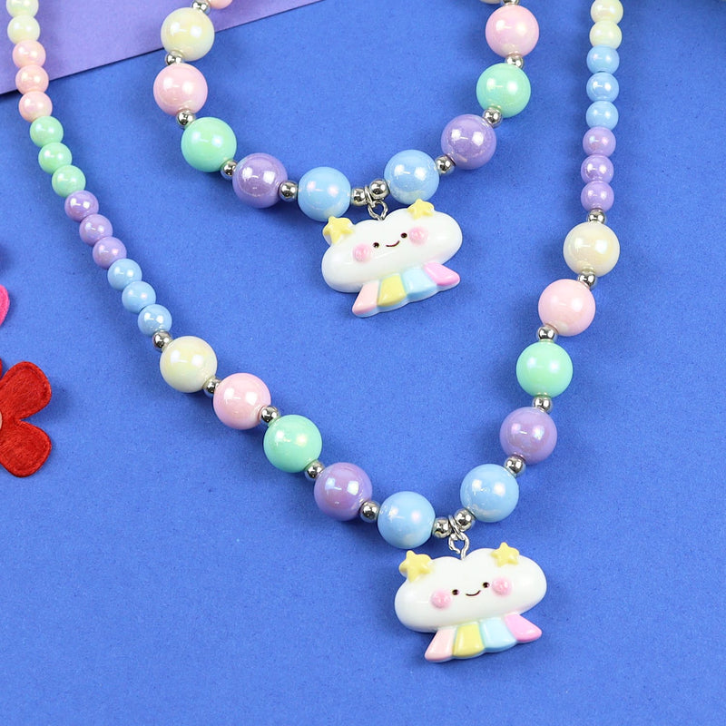 Smiley Cloud Charm Necklace Bracelet Set