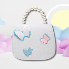Load image into Gallery viewer, Butterfly Glitter Sling Bag Beaded Handle - White
