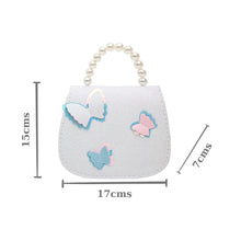 Load image into Gallery viewer, Butterfly Glitter Sling Bag Beaded Handle - White
