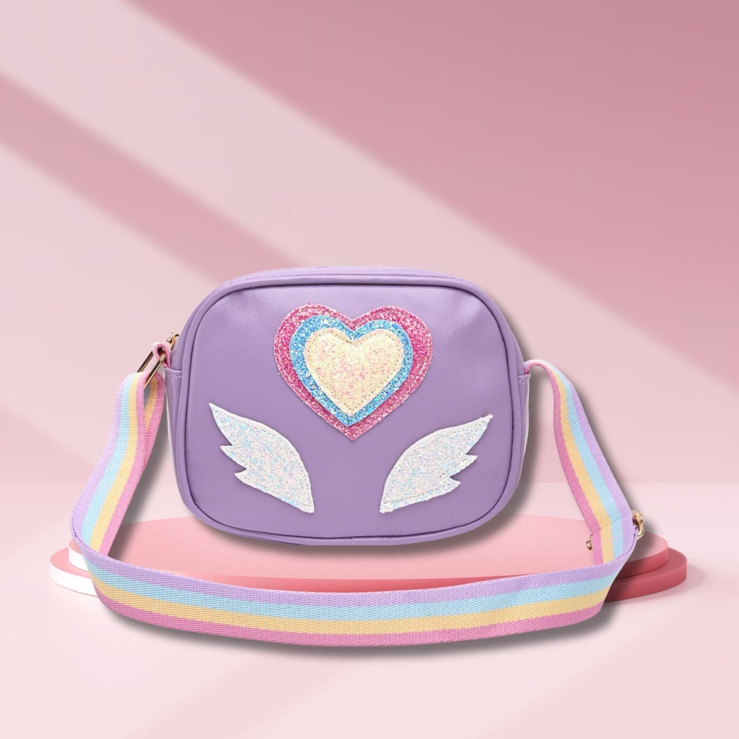 Glitter Heart Sling Bag - Purple