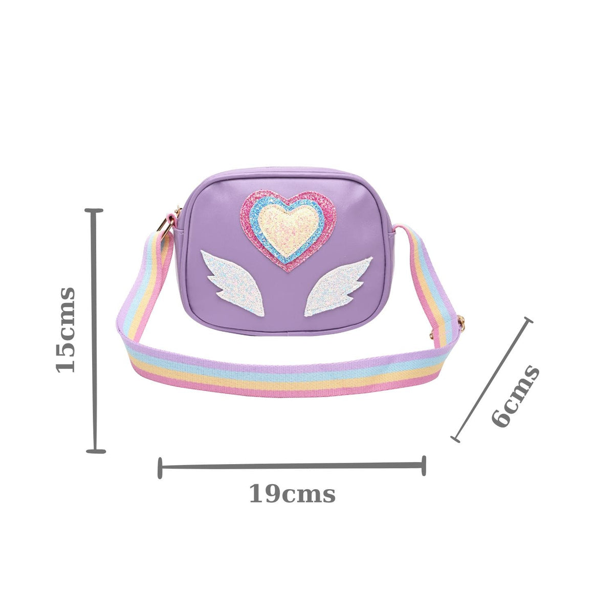 Glitter Heart Sling Bag - Purple