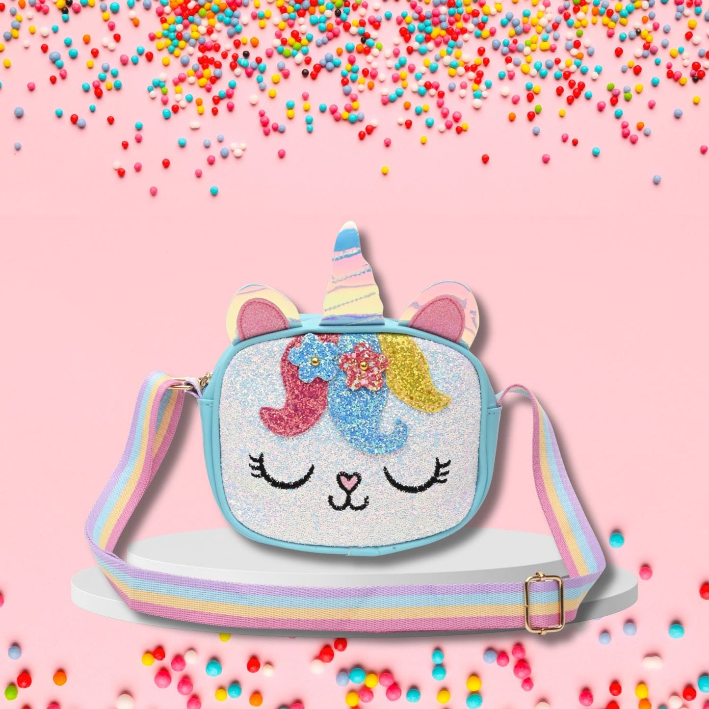 Unicorn Glitter Sling Bag - Blue